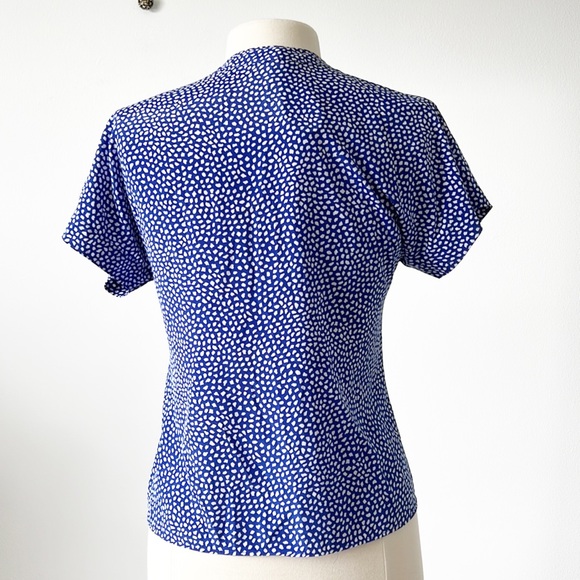 Vintage Polka Dots Button Down Pleated Blouse - Picture 4 of 15